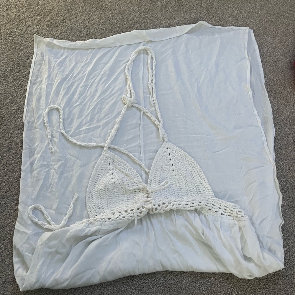 White Crochet Bikini Top